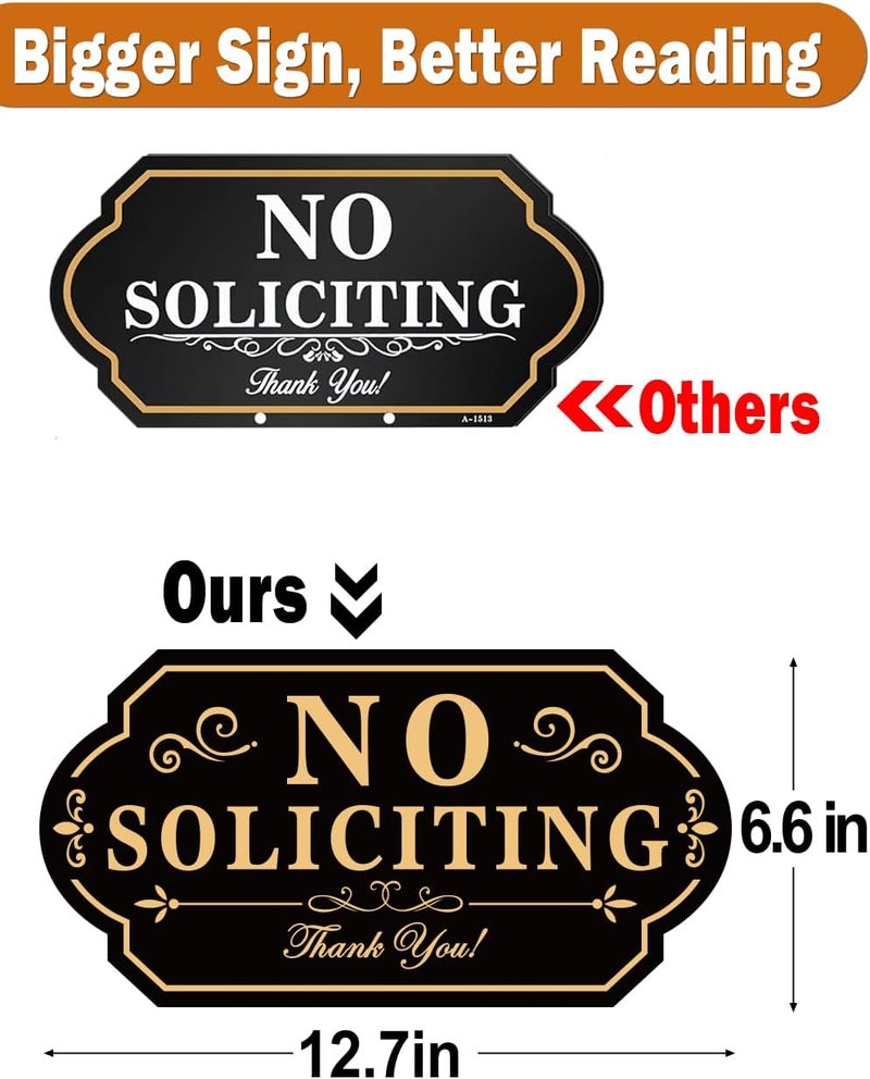 multiwins No Soliciting Sign for House with Stake - Adjustable Height - 12.6 x 6.6 Inch/36 Inch High - 50-mil Thick Aluminum -Metal No Soliciting Yard Sign for Home/Front Door and Business (White-02) - Image 2